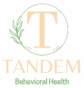 Logo for Tandem Behavioral Health featuring a large T inside a green circle with a leafy accent and the text EST. 2021. Below, TANDEM is written in tan and Behavioral Health in green.