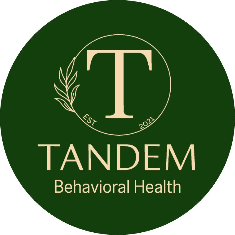 tandem-youtube-avatar-800x800 A green circular logo with a large T in a circle, a small branch, and EST. 2021. Below, it says TANDEM Behavioral Health in beige text, reflecting the brand’s dedication to mental health care.